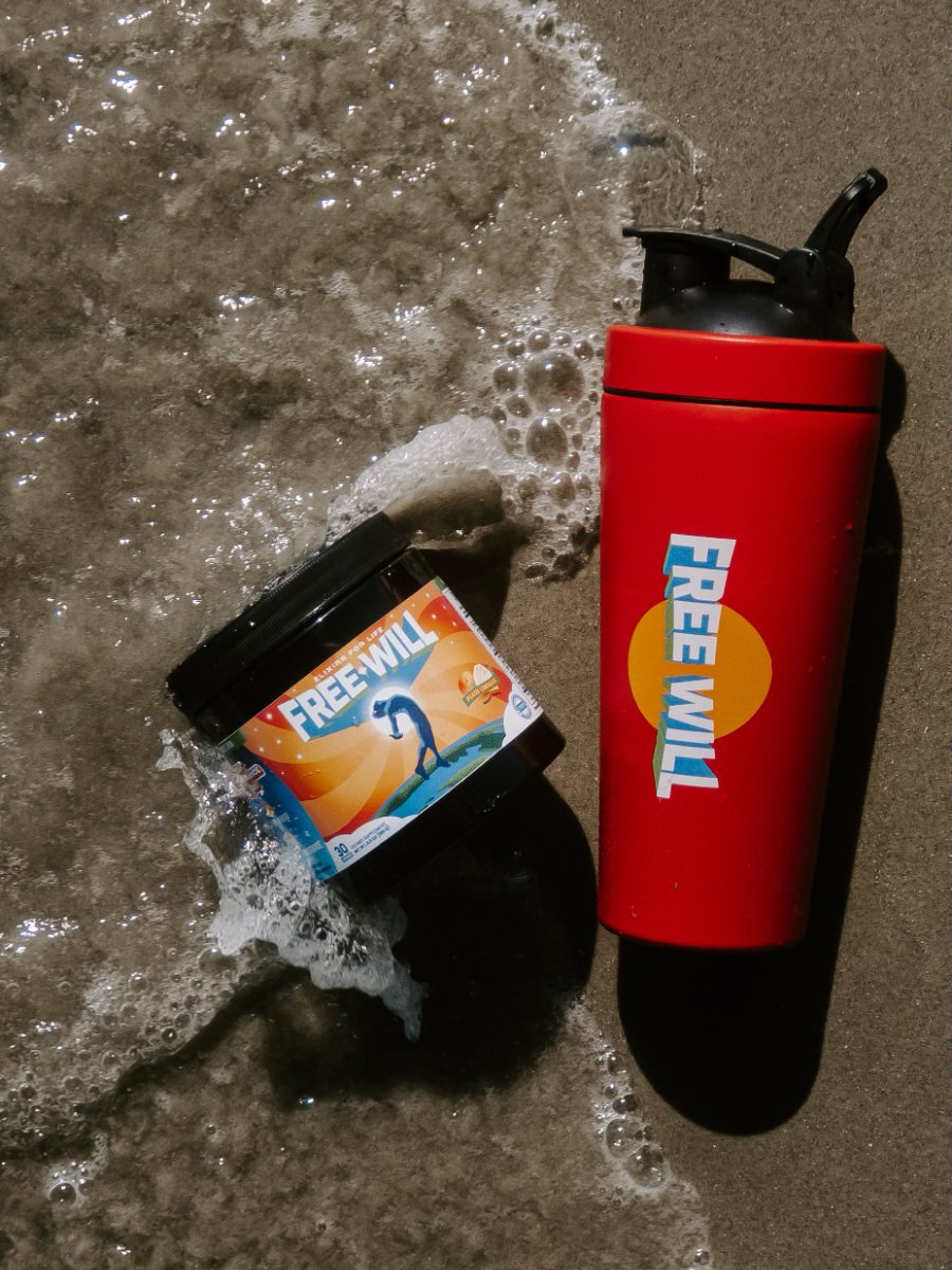 Free Will tub and shaker in the wash on wet sand